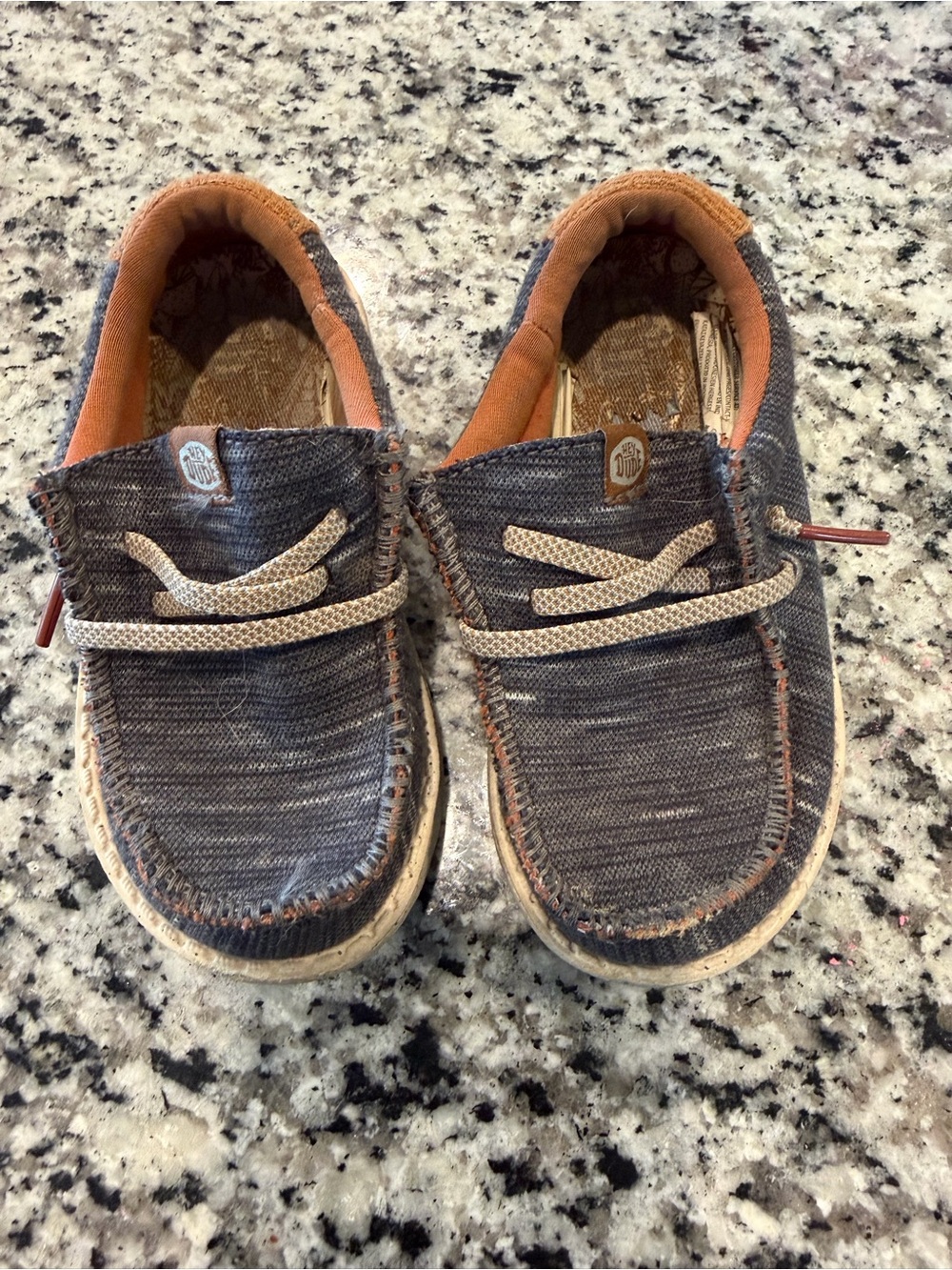 Hey Dude - Denim-Look Slip-On Toddler Shoe with Orange Accent